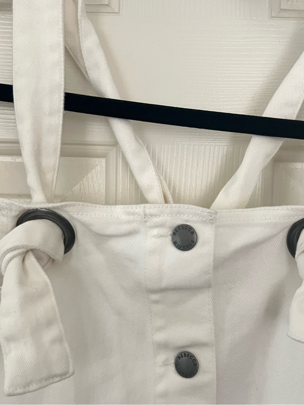 Rebecca Minkoff White Denim Button-Front Overall overalls skirt - Picture 5 of 12